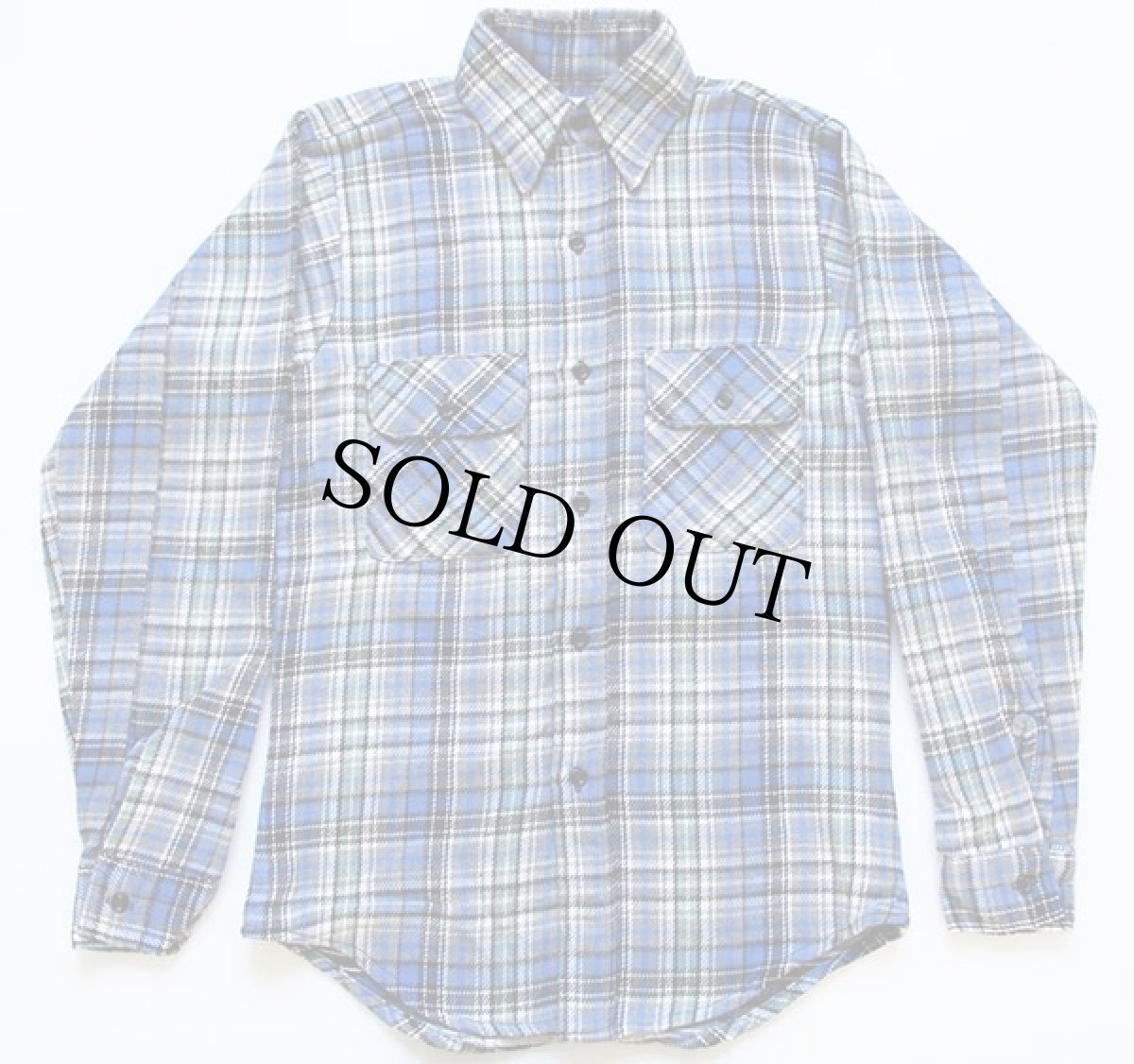 画像2: デッドストック★70s USA製 FIVE BROTHERファイブブラザー チェック コットン フランネルシャツ S (2)