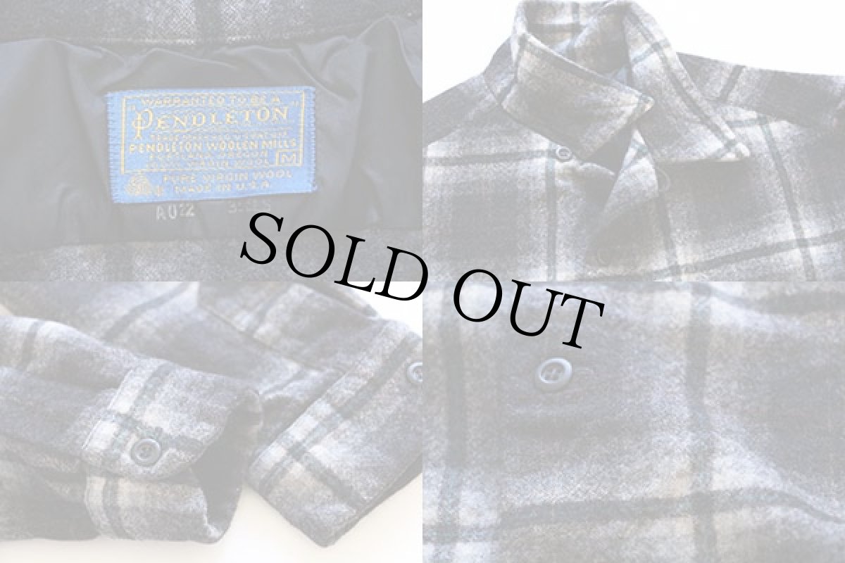 画像3: 70s USA製 PENDLETONペンドルトン オンブレチェック ウール オープンカラーシャツ M (3)
