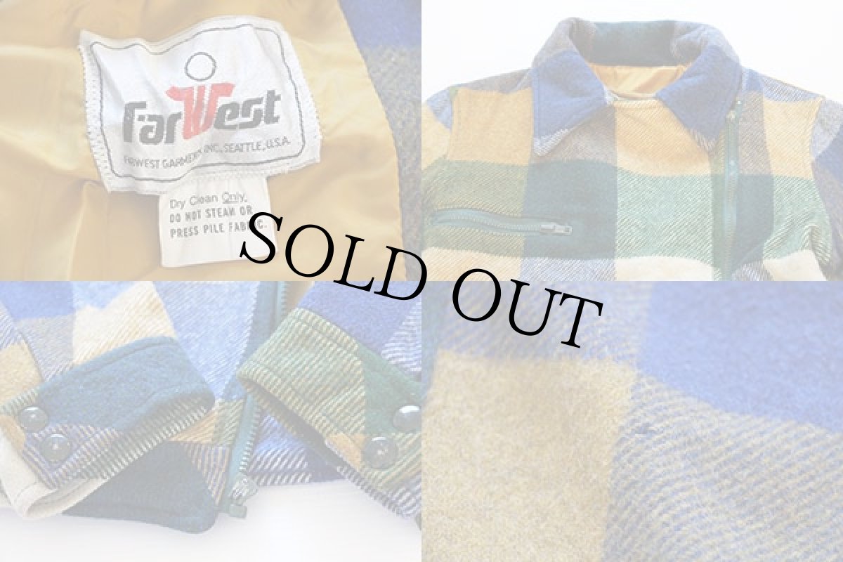 画像3: 80s FarWest チェック ダブルライダース ウールジャケット (3)