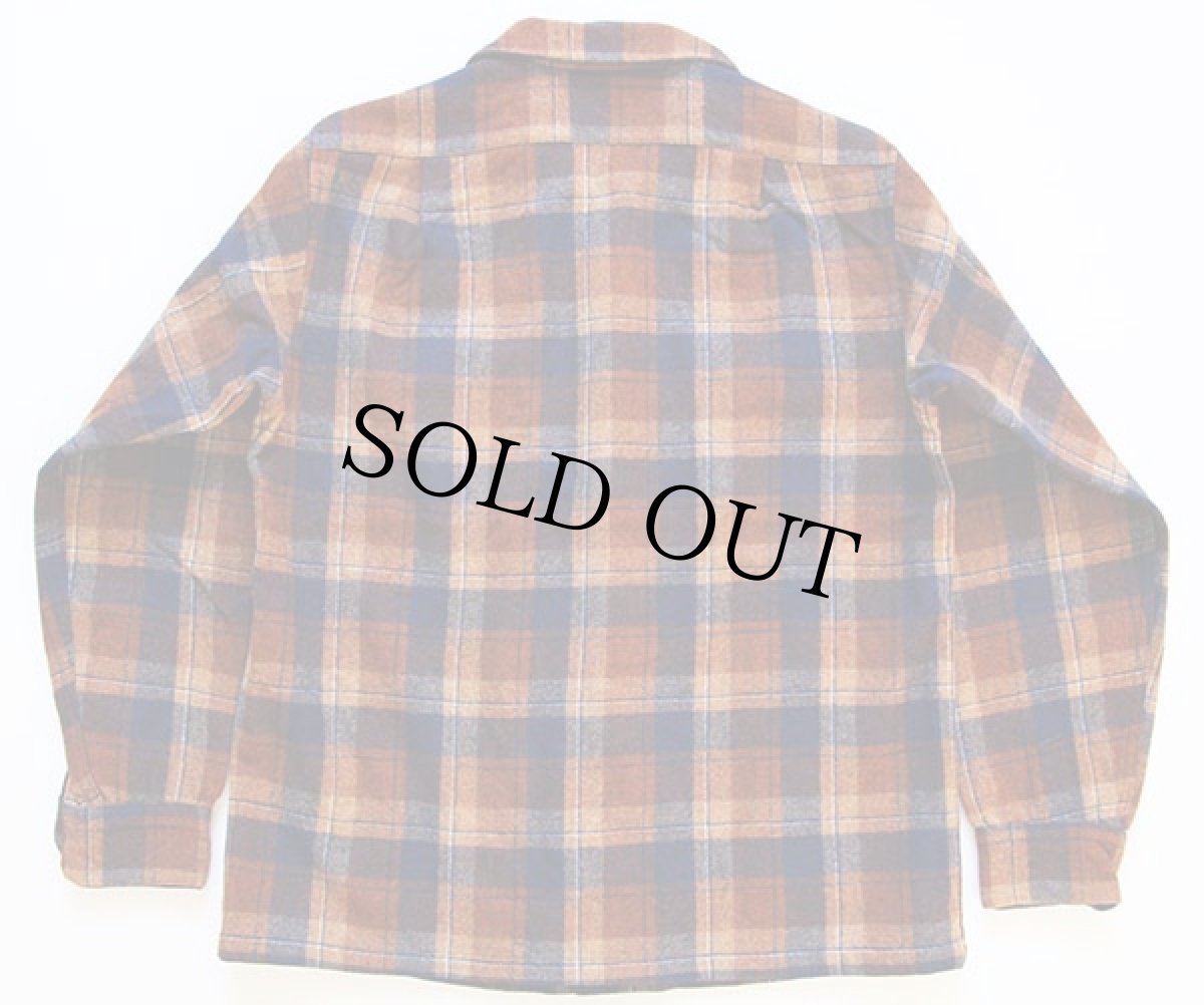 画像2: 70s USA製 PENDLETONペンドルトン チェック ウール オープンカラーシャツ M (2)