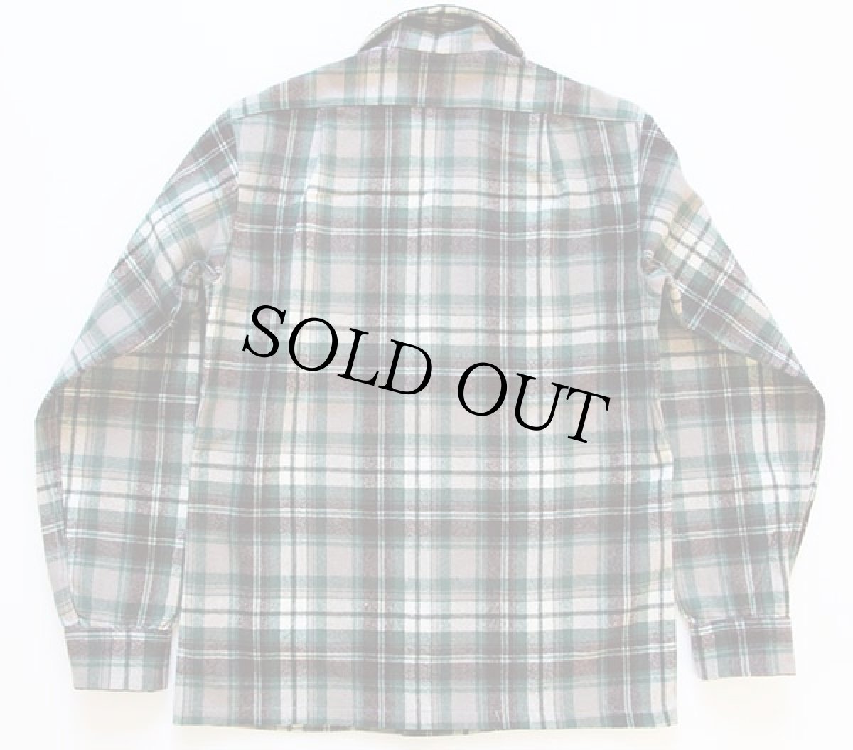 画像2: 70s USA製 PENDLETONペンドルトン チェック ウール オープンカラーシャツ S (2)