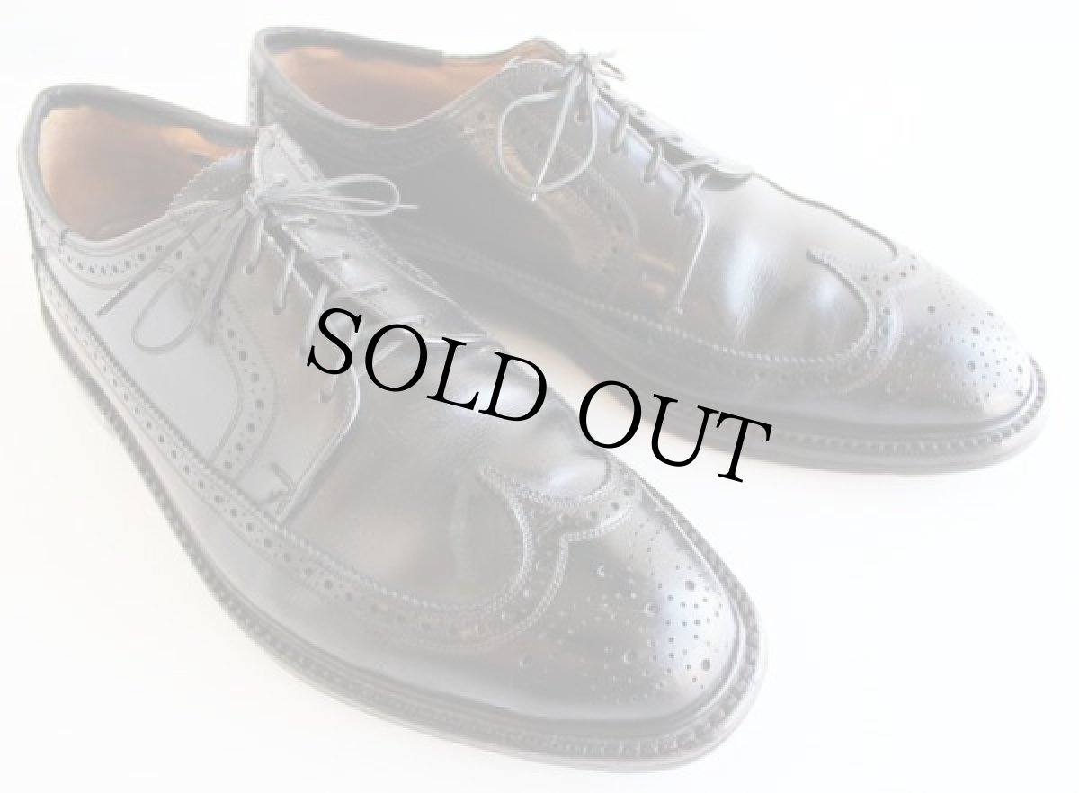 画像1: 70s FLORSHEIMフローシャイム ウイングチップ レザーシューズ 黒 8.5E★革靴 (1)