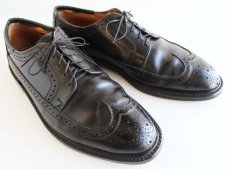 画像1: 70s FLORSHEIMフローシャイム ウイングチップ レザーシューズ 黒 8.5E★革靴 (1)