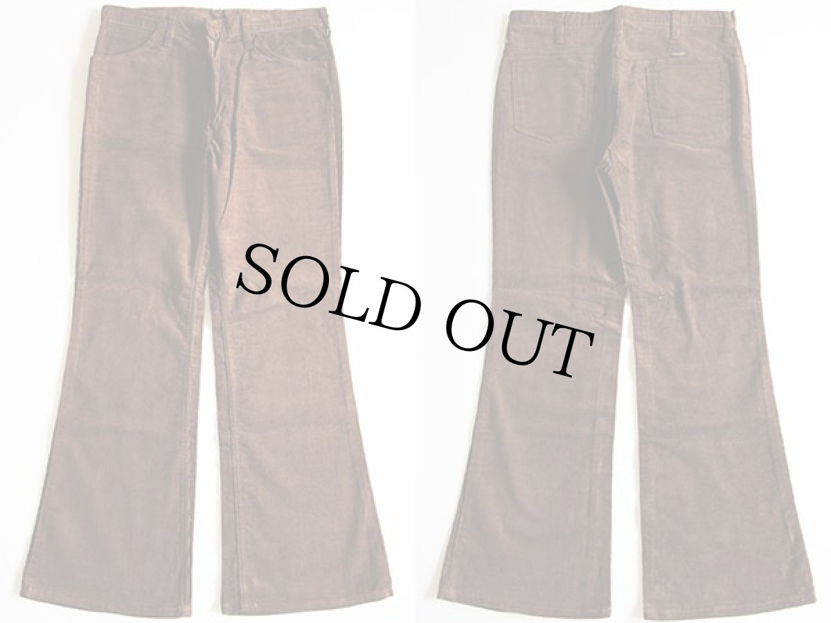 画像2: デッドストック★70s USA製 Wranglerラングラー ベルボトム コーデュロイパンツ 焦げ茶 (2)