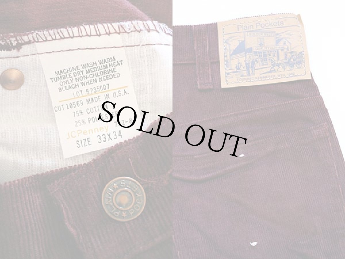 画像3: デッドストック★80s USA製 JCPenney Plain Pockets コーデュロイパンツ バーガンディ w33 (3)