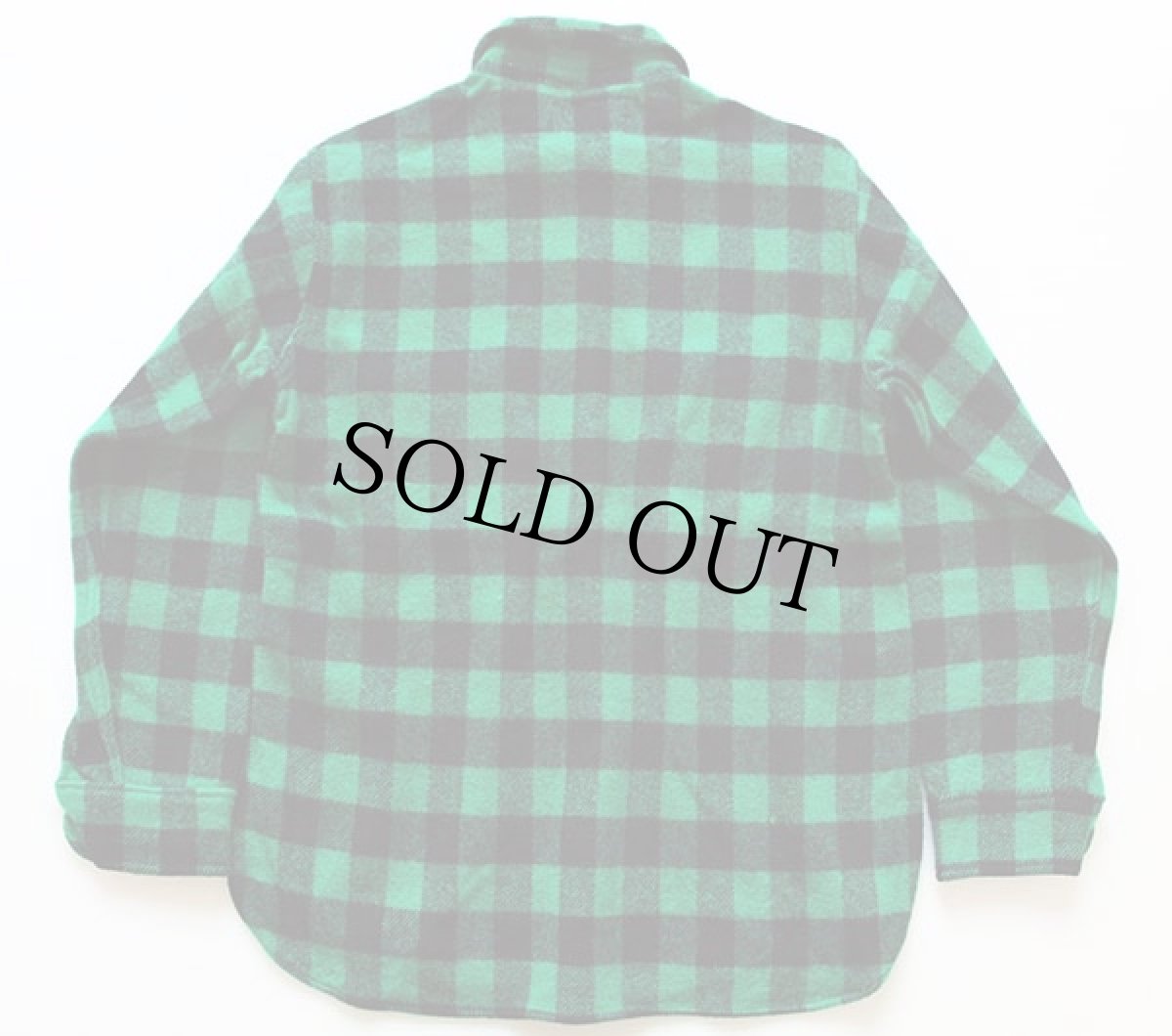 画像2: 70s L.L.Bean 筆記体タグ バッファローチェック ウールシャツ 緑×黒 L (2)