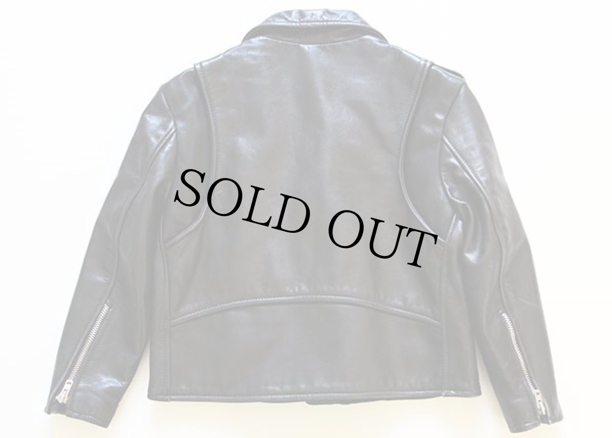 画像2: 80s USA製 BRANDED GARMENTS ダブルライダース レザージャケット 黒 キッズ8 (2)