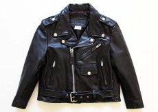 画像1: 80s USA製 BRANDED GARMENTS ダブルライダース レザージャケット 黒 キッズ8 (1)