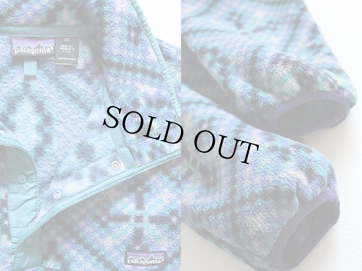 画像3: 90s USA製 patagoniaパタゴニア 総柄 フリース スナップT XS (3)