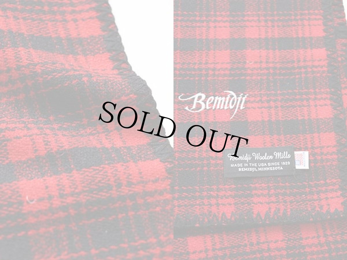 画像3: USA製 BEMIDJIベミジ チェック ウール マフラー 赤×黒 (3)