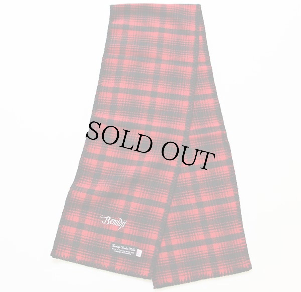 画像2: USA製 BEMIDJIベミジ チェック ウール マフラー 赤×黒 (2)