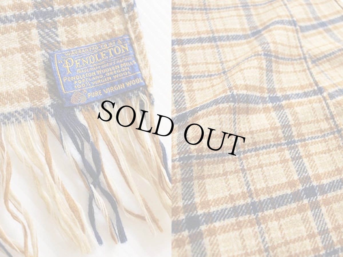 画像3: 60s PENDLETONペンドルトン チェック ウール マフラー (3)