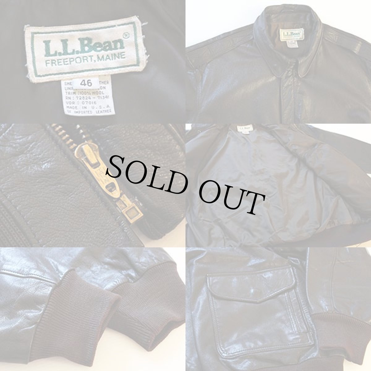 画像3: 80s USA製 L.L.Bean A-2タイプ フライト レザージャケット 46 (3)