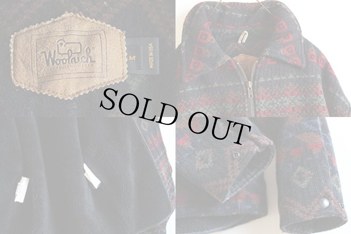 画像3: 90s USA製 Woolrichウールリッチ フォークロア柄 ボアライナー ラグジャケット M (3)