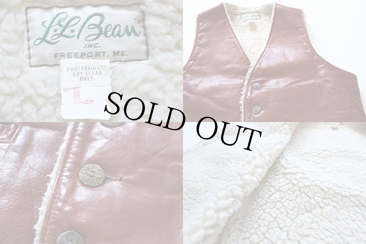 画像3: 70s L.L.Bean 筆記体タグ ボアライナー レザーベスト 茶 L (3)