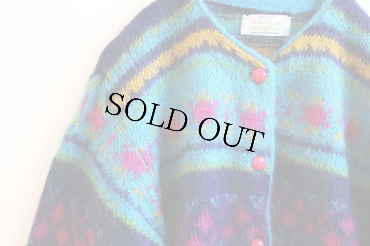 画像3: 90s イタリア製 BENETTONベネトン 総柄 モヘヤニット カーディガン 46 (3)