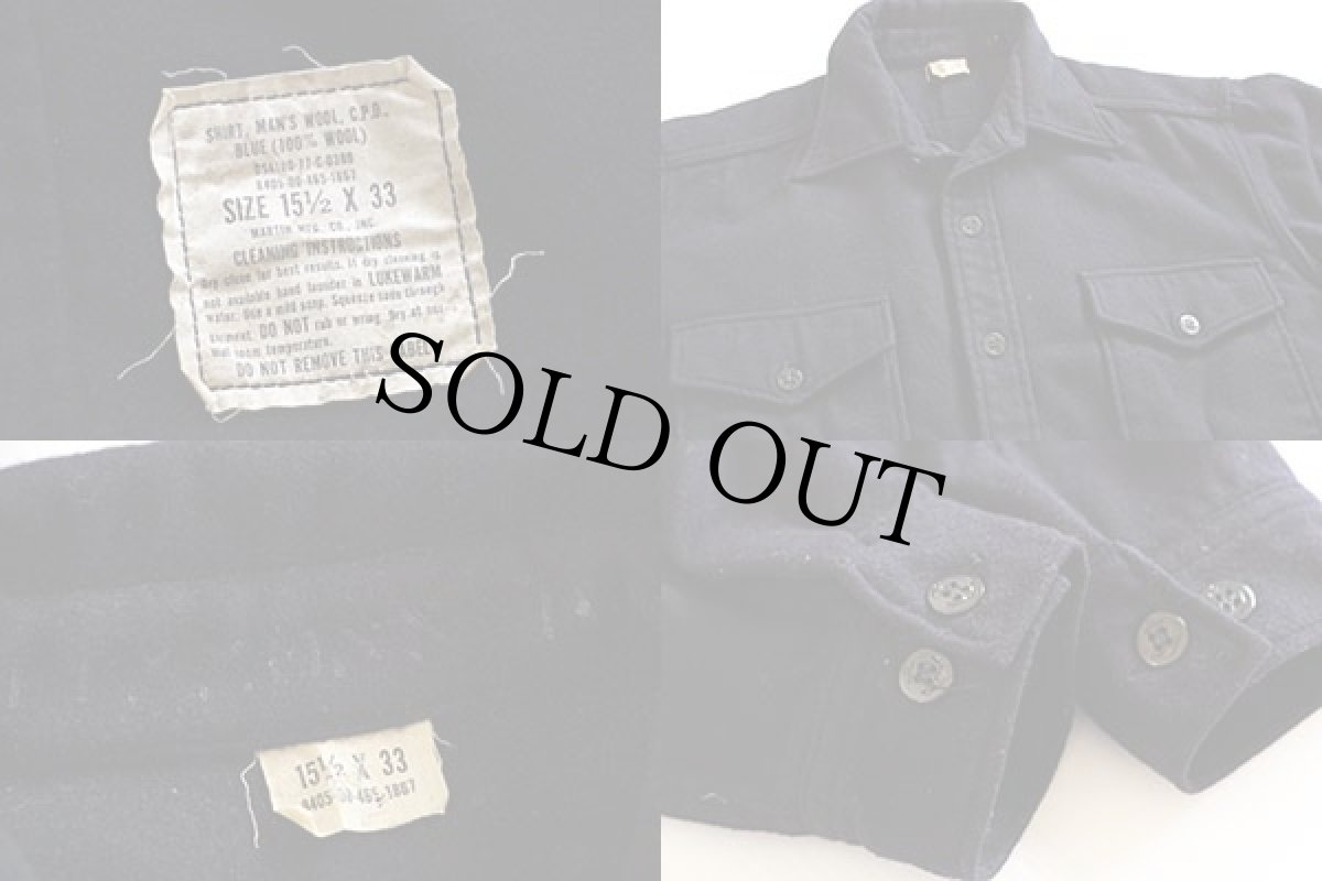 画像3: 70s 米軍 U.S.NAVY CPO ウールシャツ 紺 15.5 (3)