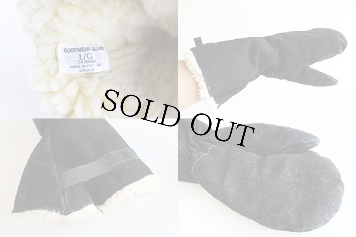 画像4: カナダ製 GOODWEAR 裏ボア スエードレザー ミトン グローブ ロング 黒 L★手袋 (4)