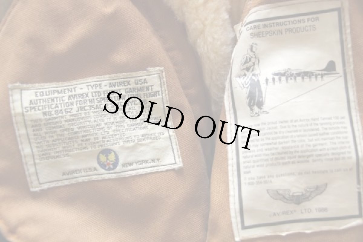 画像4: 80s USA製 AVIREXアヴィレックス B-6 ムートン フライトジャケット 茶 38 (4)