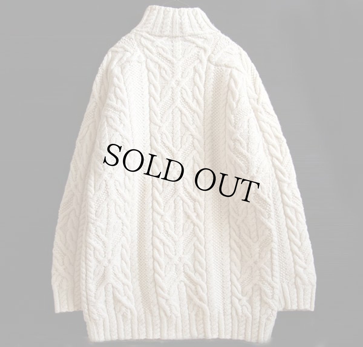 画像2: 00s LAUREN ラルフローレン ハイネック ケーブル編み ウール ハンドニット セーター M (2)