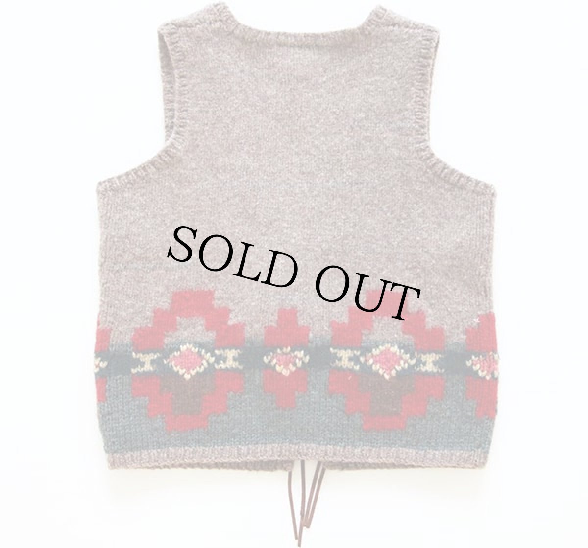 画像2: 00s LAUREN ラルフローレン ネイティブ柄 ウール ハンドニット ベスト S (2)