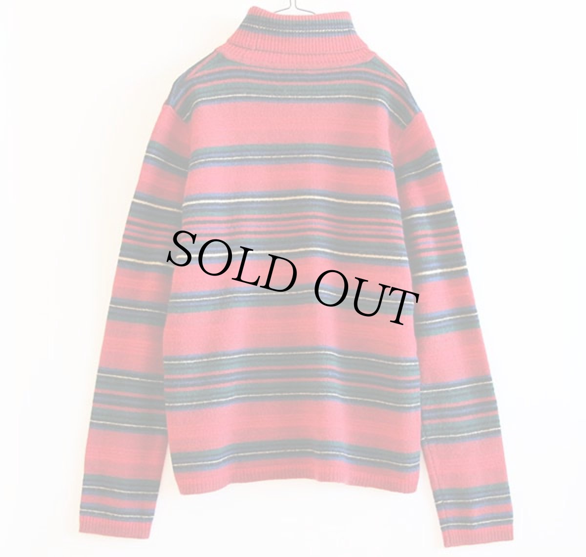 画像2: LAUREN ラルフローレン ラグ柄 タートルネック ウールニット セーター M (2)