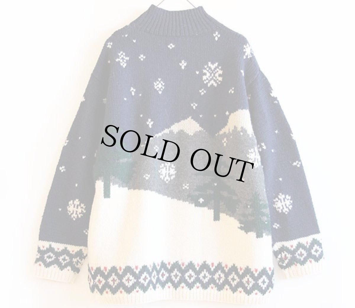 画像2: 00s LAUREN ラルフローレン 犬 スキー柄 ウール ハンドニット セーター M (2)