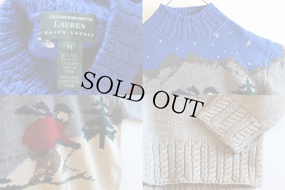 画像3: 00s LAUREN ラルフローレン スキー柄 ウール ハンドニット セーター M (3)