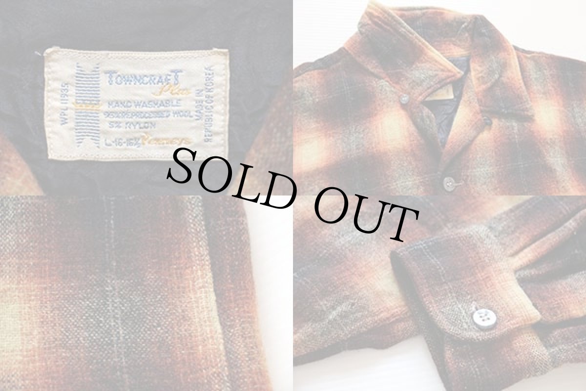 画像3: 70s TOWNCRAFT オンブレチェック ウールシャツ L (3)