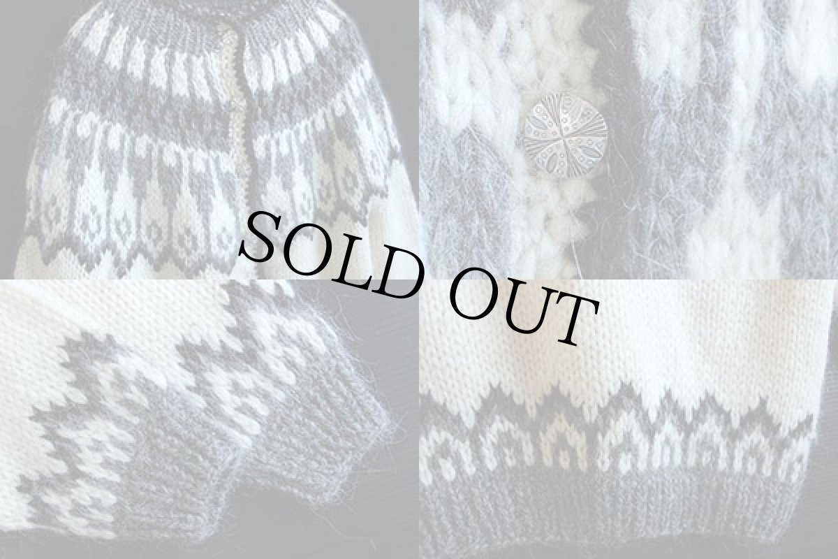 画像3: 丸ヨーク ノルディック柄 アルパカ混 ニット カーディガン (3)