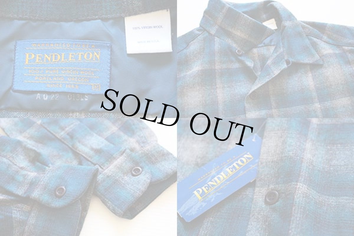 画像3: デッドストック★90s USA製 PENDLETONペンドルトン オンブレチェック ウール オープンカラーシャツ M (3)