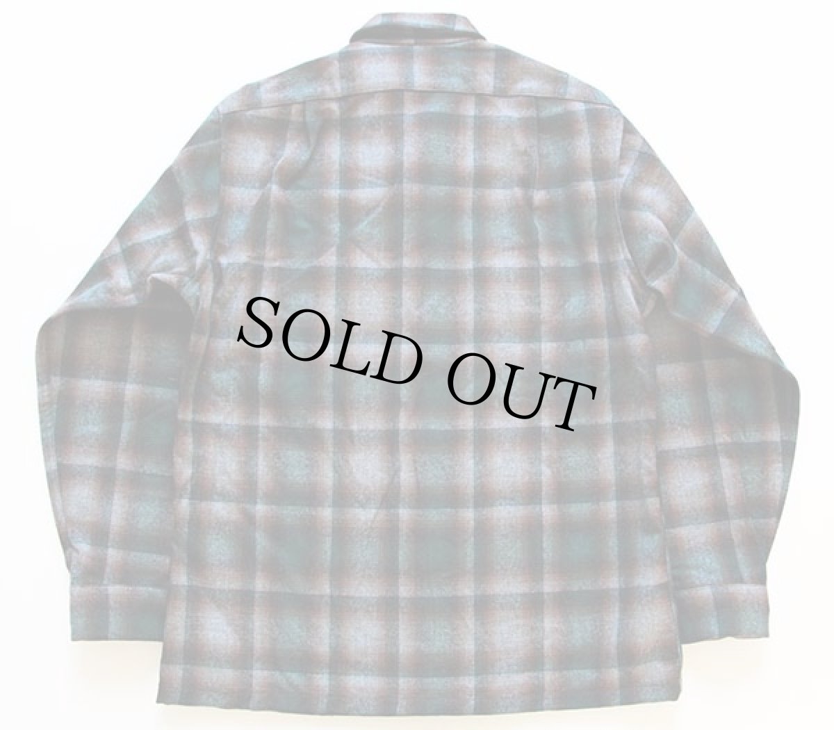 画像2: デッドストック★90s USA製 PENDLETONペンドルトン オンブレチェック ウール オープンカラーシャツ M (2)