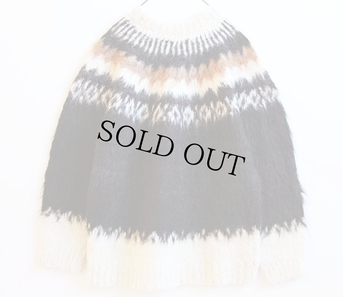 画像2: 丸ヨーク ノルディック柄 アルパカ ハンドニット セーター (2)