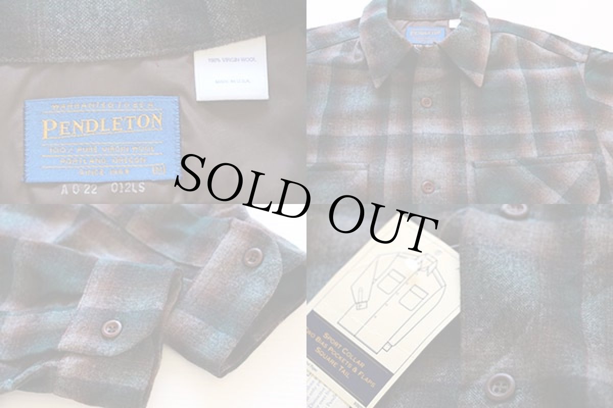 画像3: デッドストック★90s USA製 PENDLETONペンドルトン オンブレチェック ウール オープンカラーシャツ M (3)