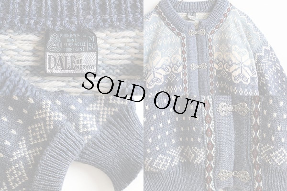 画像3: 80s ノルウェー製 DALE OF NORWAY ノルディック柄 ウールニット カーディガン M 50 (3)
