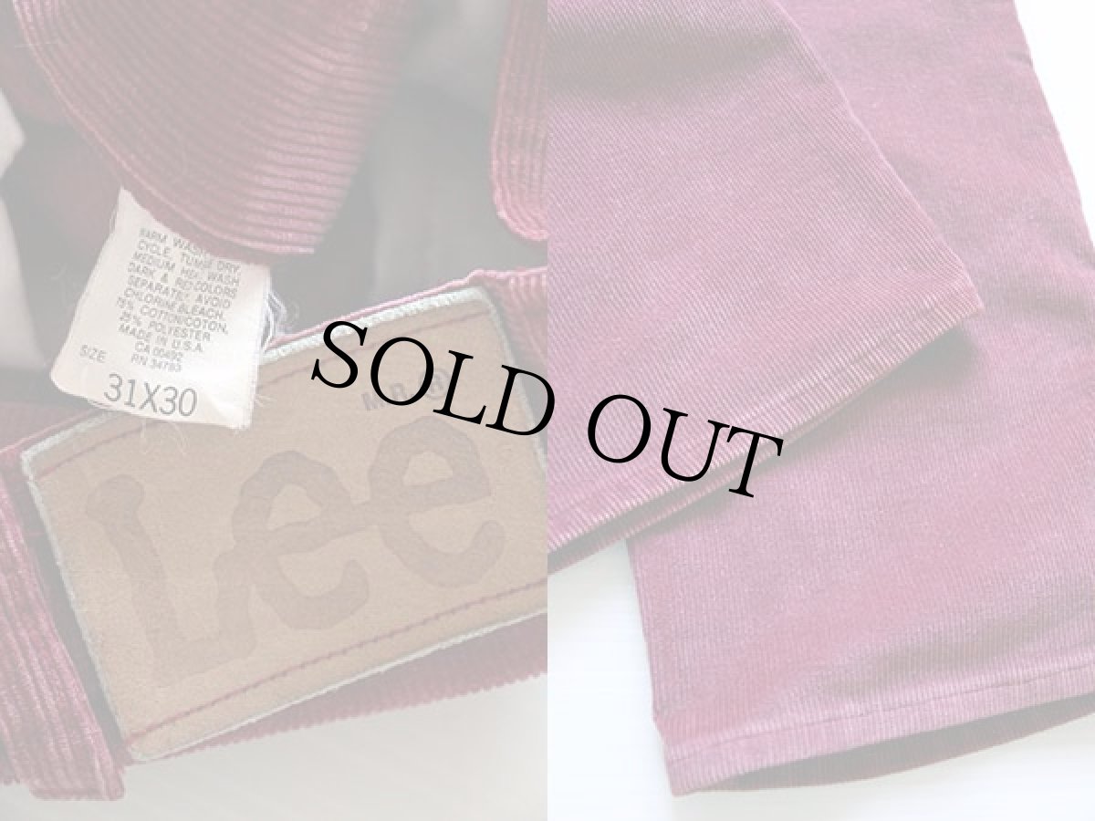 画像4: 90s USA製 Leeリー 200 コーデュロイパンツ ワインレッド w31 L30 (4)