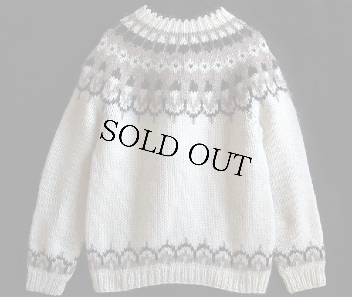 画像2: 丸ヨーク ノルディック柄 アルパカ ニット フルジップ セーター (2)