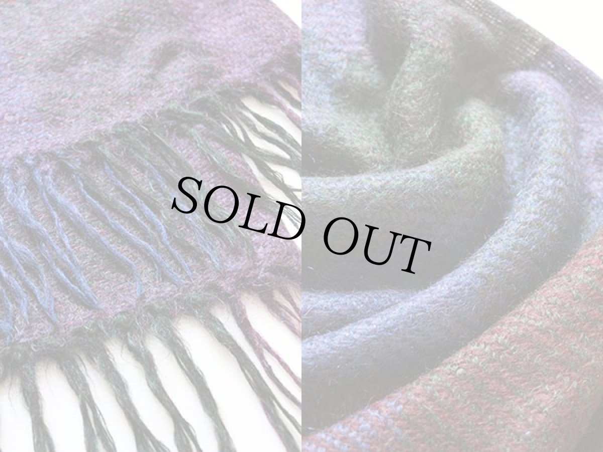 画像3: UNKNOWN チェック モヘヤニット 大判ショール★ストール (3)