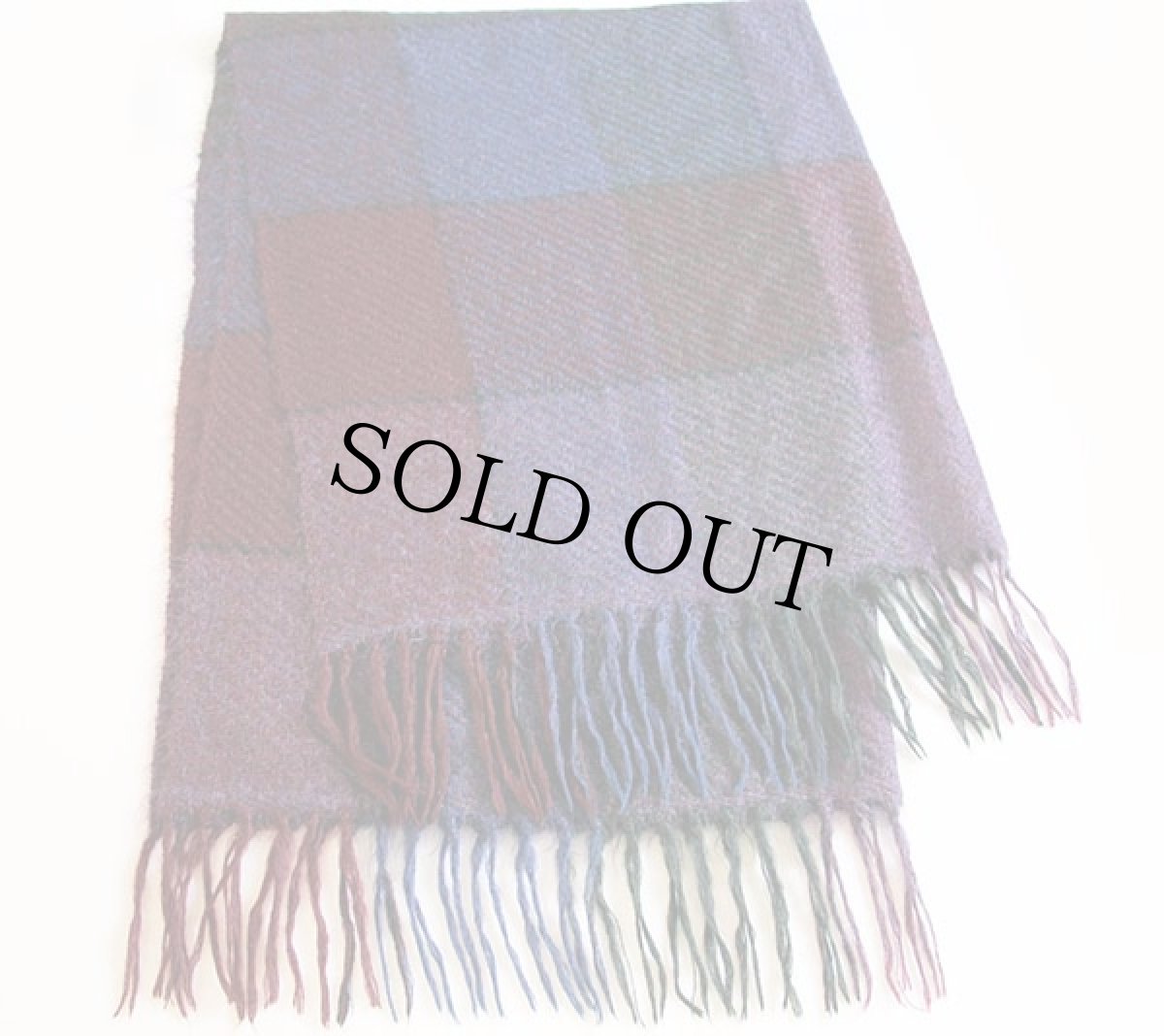 画像2: UNKNOWN チェック モヘヤニット 大判ショール★ストール (2)