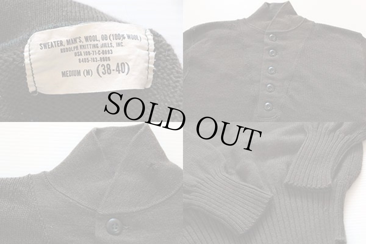 画像3: 70s 米軍 U.S.ARMY 5ボタン ハイネック ウールニット セーター M (3)