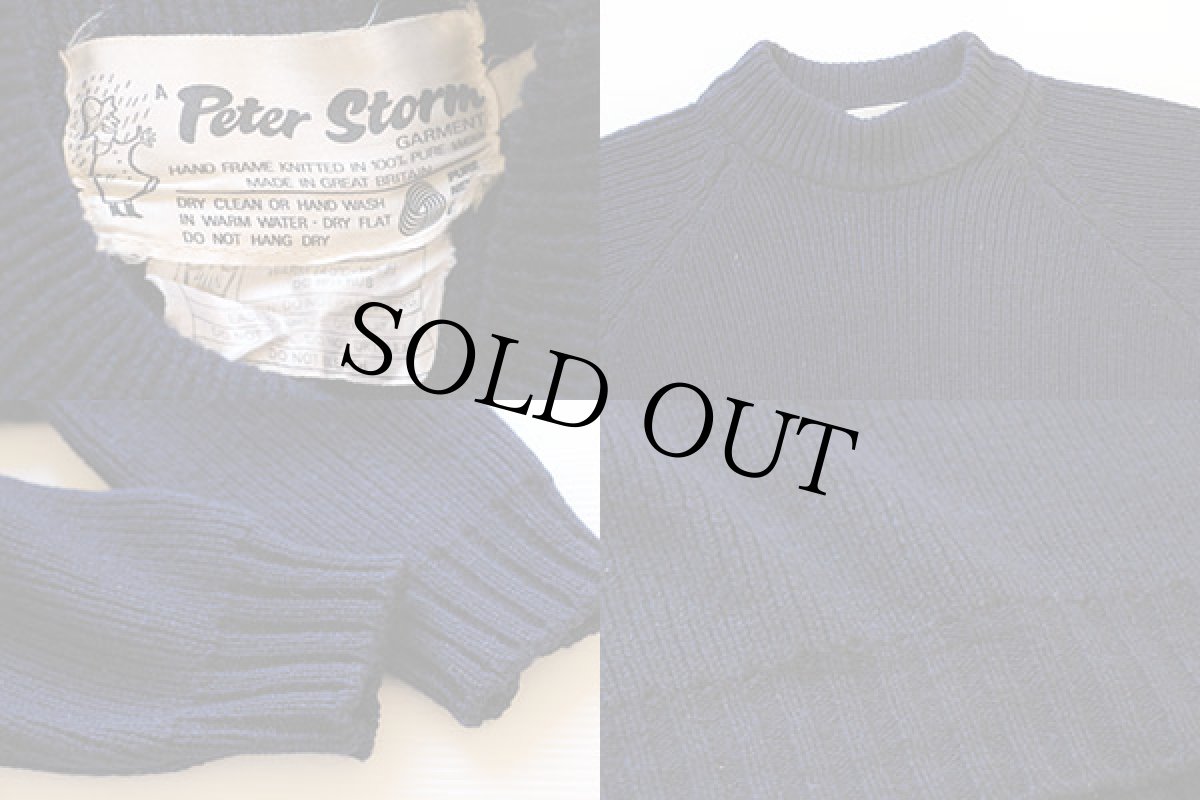 画像3: 70s 英国製 Peter Stormピーターストーム ローゲージ ウールニット セーター 紺 (3)