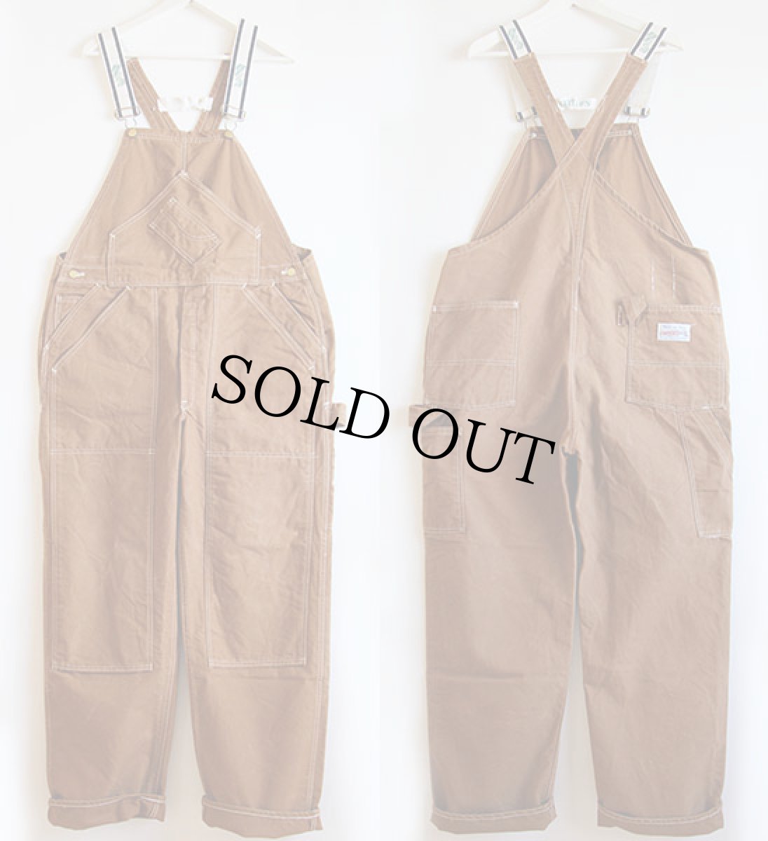 画像2: 70s USA製 CARTER'S ダック地 ダブルニー オーバーオール 茶 (2)