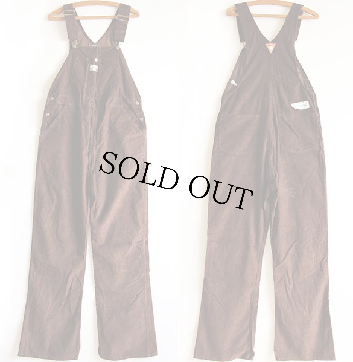 画像2: デッドストック★70s USA製 OSHKOSH B'GOSH コーデュロイ オーバーオール 焦げ茶 36 (2)