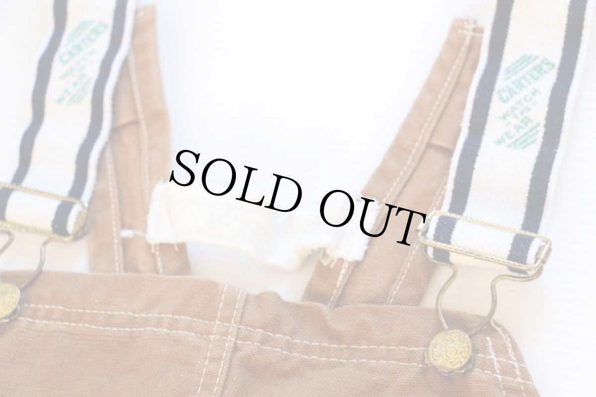 画像4: 70s USA製 CARTER'S ダック地 ダブルニー オーバーオール 茶 (4)