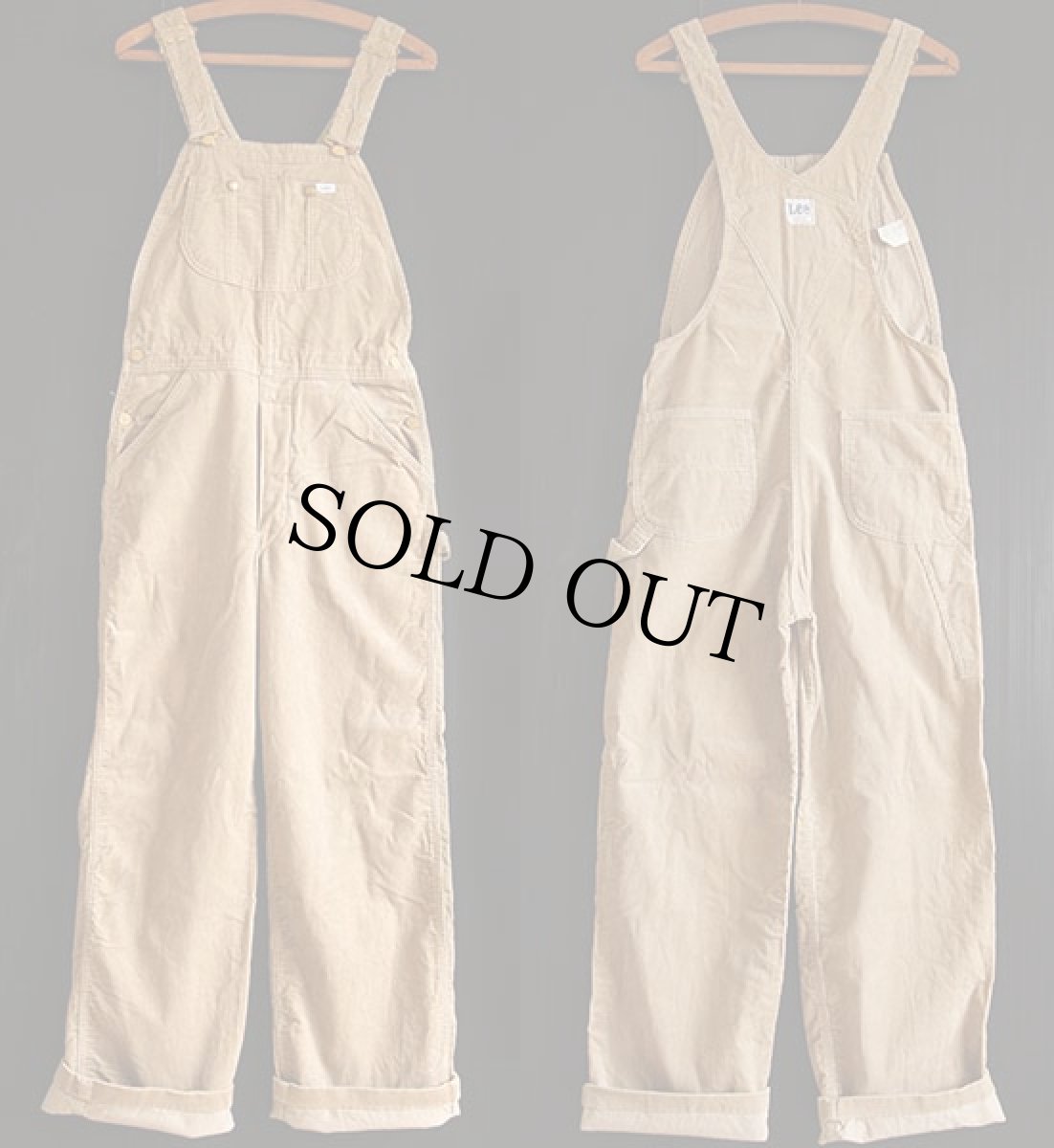 画像2: 70s USA製 Leeリー コーデュロイ オーバーオール ベージュ 30 (2)