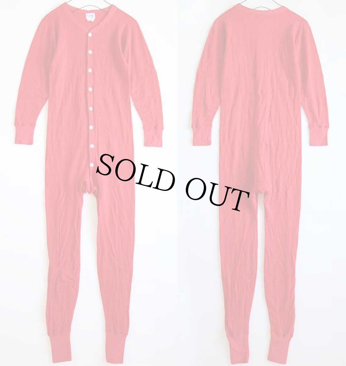 画像2: 80s duofold 2レイヤー アンダー オールインワン ユニオンスーツ 赤 S (2)