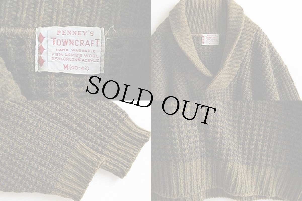 画像3: 50s PENNEY'S TOWNCRAFT ショールカラー ウールニット セーター M (3)