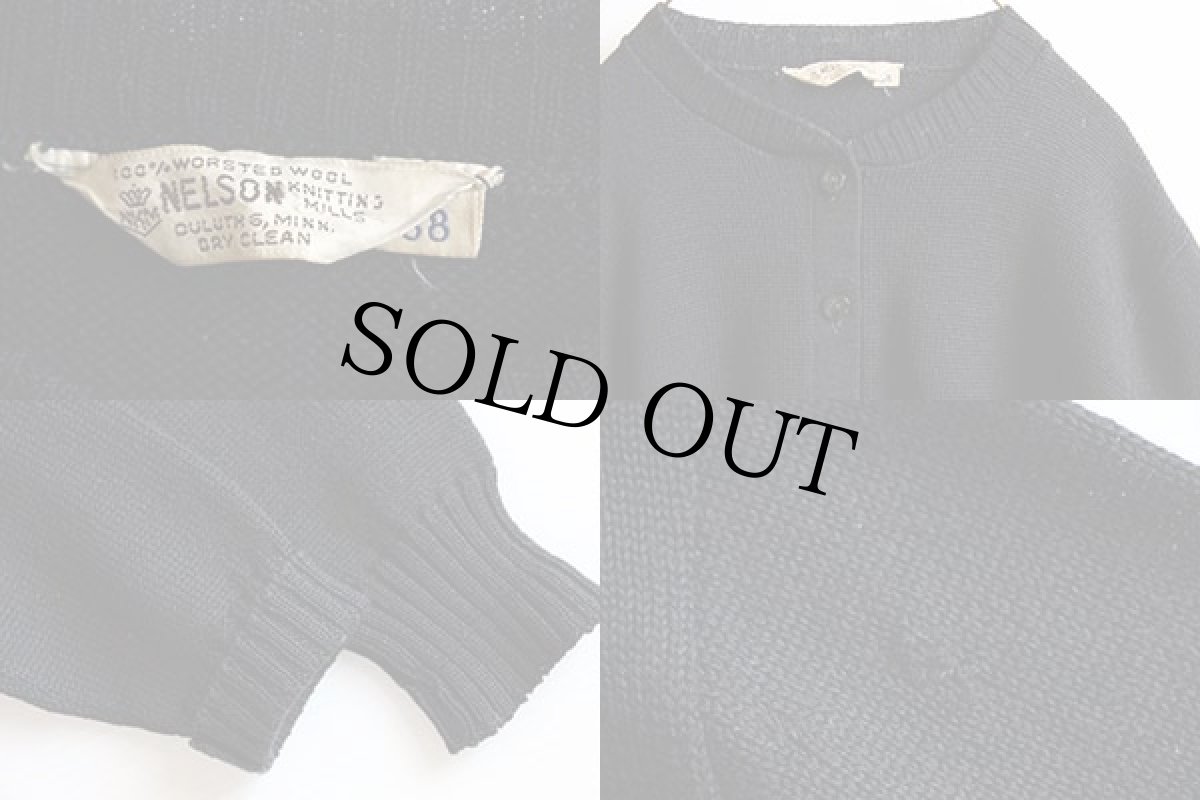 画像3: 50s NELSON KNITTING ウールニット カーディガン 黒 38 (3)