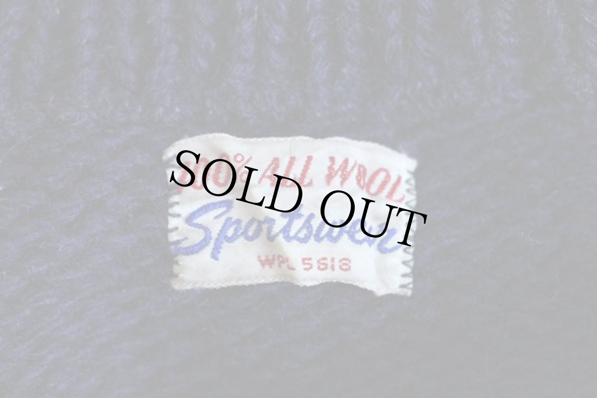 画像3: 40s Sportswear ボートネック ローゲージ ウールニット セーター 紺 (3)