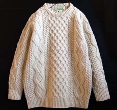 画像1: アイルランド製 Kennedy ケーブル編み ウール ハンドニット セーター★フィッシャーマン (1)